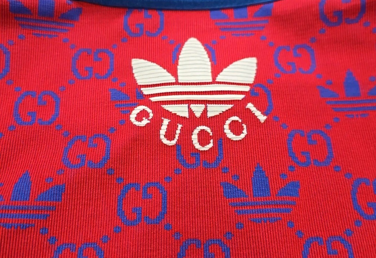 GUCCI x Adidas Top Cropped LS Shirt Jersey Jacquard S Small Red