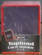 (25) Standard Red Border 3x4" Toploader Card Holders (20 Pt. Thickness) BCW