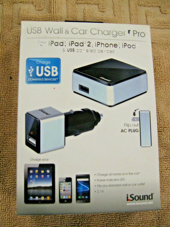 Cargador de pared iSound Pro para teléfonos inteligentes, tabletas y otros dispositivos alimentados por USB Foto 2 de 4