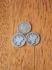 Lot of (3)-90% Silver  Mercury Dimes- 1940-P  1925-P & 1919-P         (S)