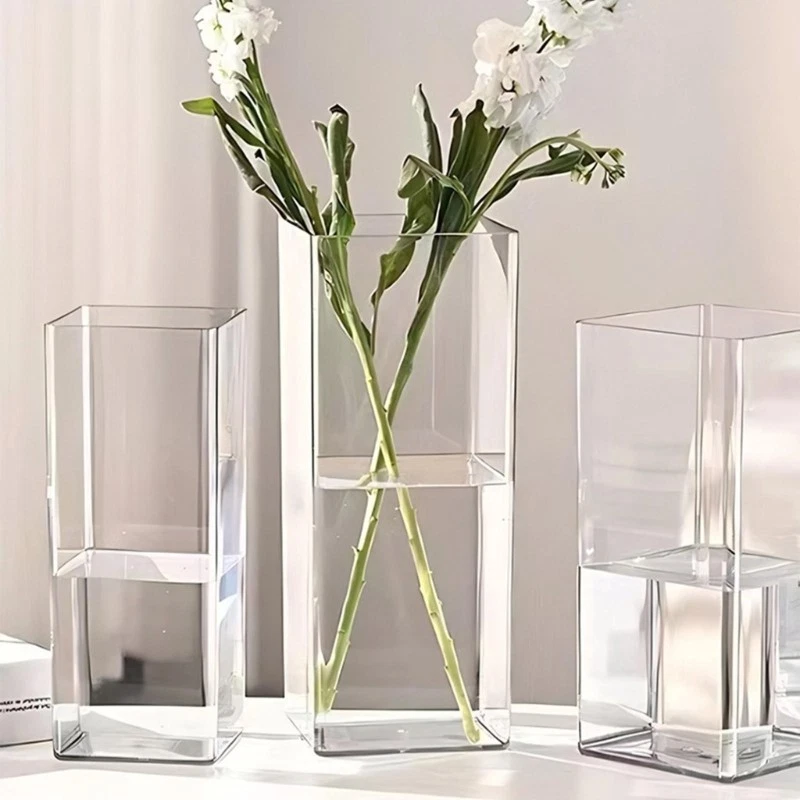 Flower Vases Clear Acrylic Square Vases Decorative Centerpieces for Wedding