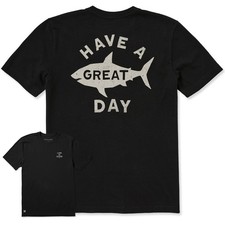 Great Day Shark Short Sleeve Crusher Tee, Fun Shark Graphic Casual Tee