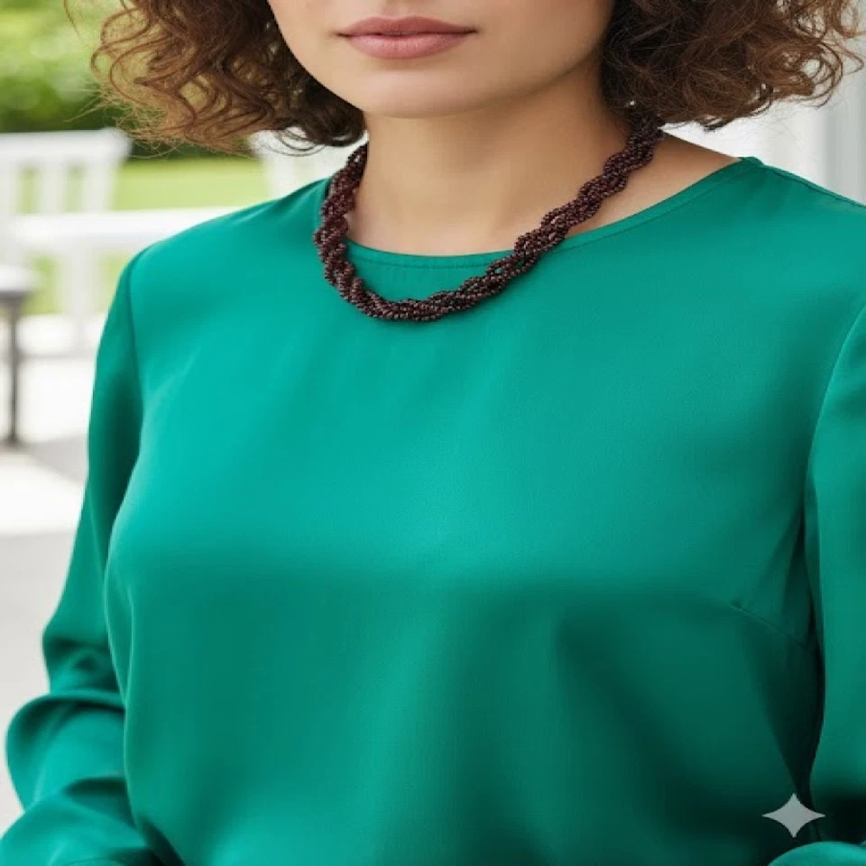 Ожерелье винтажная бижутерия бусины торсада веревка натуральный гранат драгоценные камни - Изображение 3 из 4