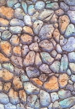 Original Arts Painting Landscape SEA STONES SUN Artwork Modern Seascape Gift A4