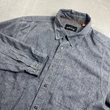Orvis Tech Chambray Work Shirt Mens XL Blue Button Down Long Sleeve Active