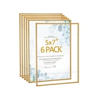 6 PCS 5x7 Inch Gold Acrylic Picture Frames Floating Wall Hanging No Drill