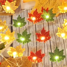 Impress Life Decorating String Lights, 10ft 40LED Maple Leaf Fairy Light, Batter