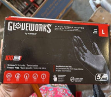 GLOVEWORKS Black Nitrile Gloves 5 Mil Latex Free Large