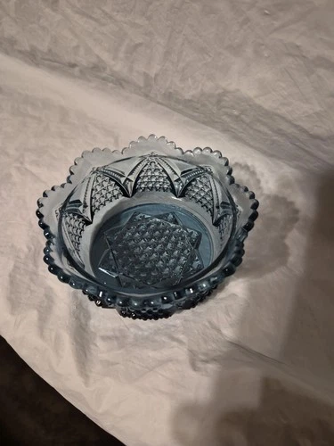 Vintage Fenton Federal Blue Glass Dish Candy Condiment Trinket Scalloped Preown