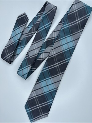 Chaps Men's Silk Tie Aqua Addison Explode, Plaid Necktie NWT 3.25x58