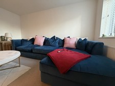 Barker & Stonehouse Harrington Blue Velvet 5-Seater Right Chaise Sofa