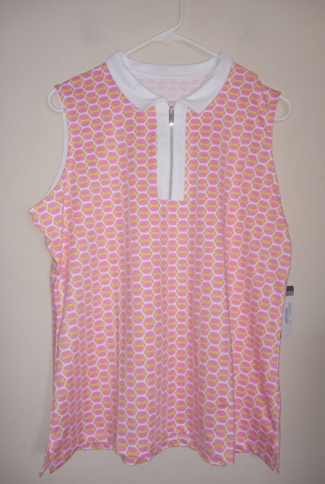 Tail  Women's Golf Shirt XL Sleeveless 1/4 Zip Lifestyle Casual Pink Yellow