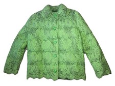 Gorgeous Vtg 1996 Gianni Versace Lime Green Lace Goose Down Puffer Jacket S/M