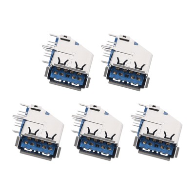 5pcs Micro USB 3.0 Type A Female Socket 9 Pin Jack Sockets 90 Degree 1.5A 30V