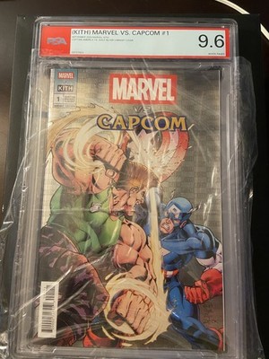 kith marvel vs capcom captain america vs  guile  silver variant comic,9.6 grd.