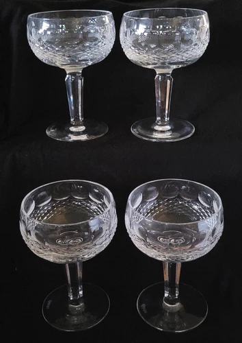 *VINTAGE* Waterford Crystal TALL COLLEEN (4) Saucer Champagne 5 1/4"