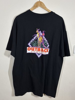 Vintage Outback Steakhouse Tshirt Herren XL Schwarz Einzelnaht Kurzarm 1990er