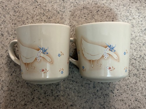 Vintage Corning Promenade Country Mug Cup Goose Geese Duck Set Lot of 2 USA