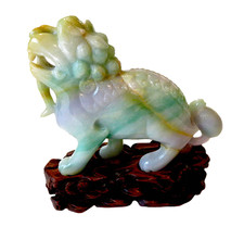 JADEITE Lavender & APPLE Green LION Antique FABULOUS - Qing