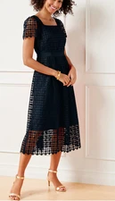 NWT TALBOTS NAVY BLUE LACE FIT & FLARE MIDI DRESS PLUS SIZE 22W