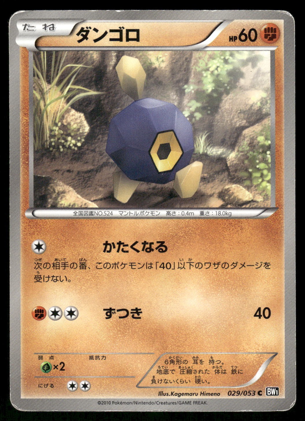 2010 Heavy Played Pokemon Roggenrola 029/053 Black Collection BW1 Japanese