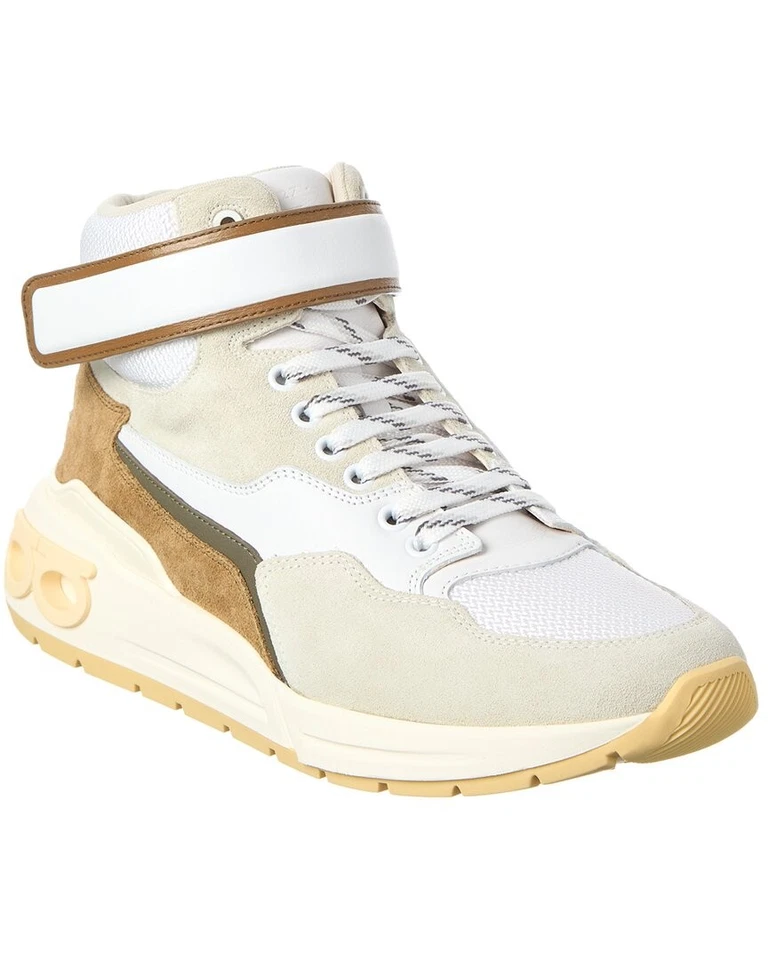 Zapatilla deportiva de caña alta Ferragamo Cosma de cuero y malla para hombre