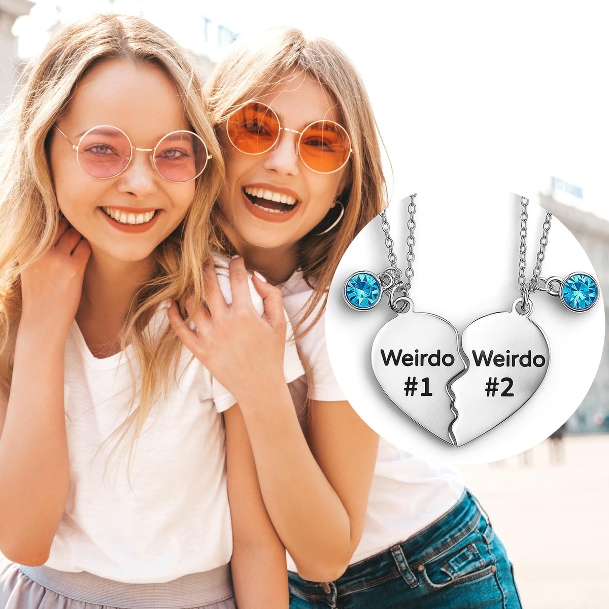 Friendship Gifts Weirdo 1 & Weirdo 2 Two Split Heart Pendant