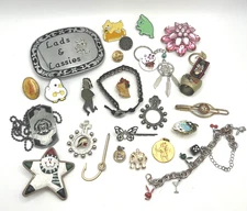 Vintage To Modern Estate Junk Lot Pins, Pendants, Bracelets etc.