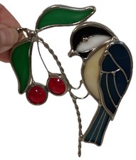 Hanging Chickadee Stained Glass Suncatcher