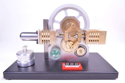 All-Metal Horizontal Opposed Stirling Engine Generator Model   Diamond Structure