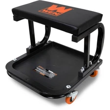 250 lb Capacity Rolling Mechanic Seat with Onboard Storage Automotive Tools