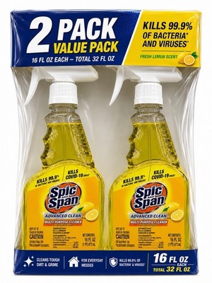 SPIC AND SPAN MULTI-PURPOSE CLEANER SPRAY LEMON SCENT 16oz 2 PK FREE SHIPPING 