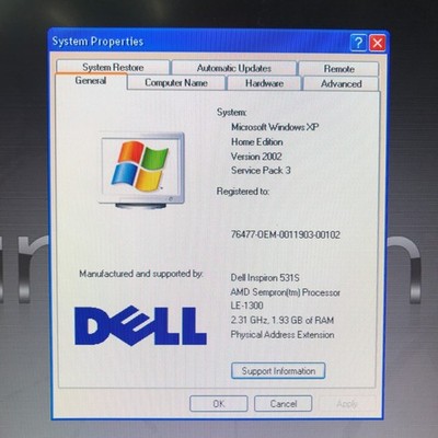 Dell Inspiron 531S PC for Retro Gaming AMD Sempron 1.93Hz 2GB RAM