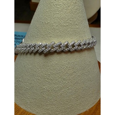 7,5'' 6mm Pavé Moissanit Monaco Armband Box Verschluss 925 Silber 12,79g