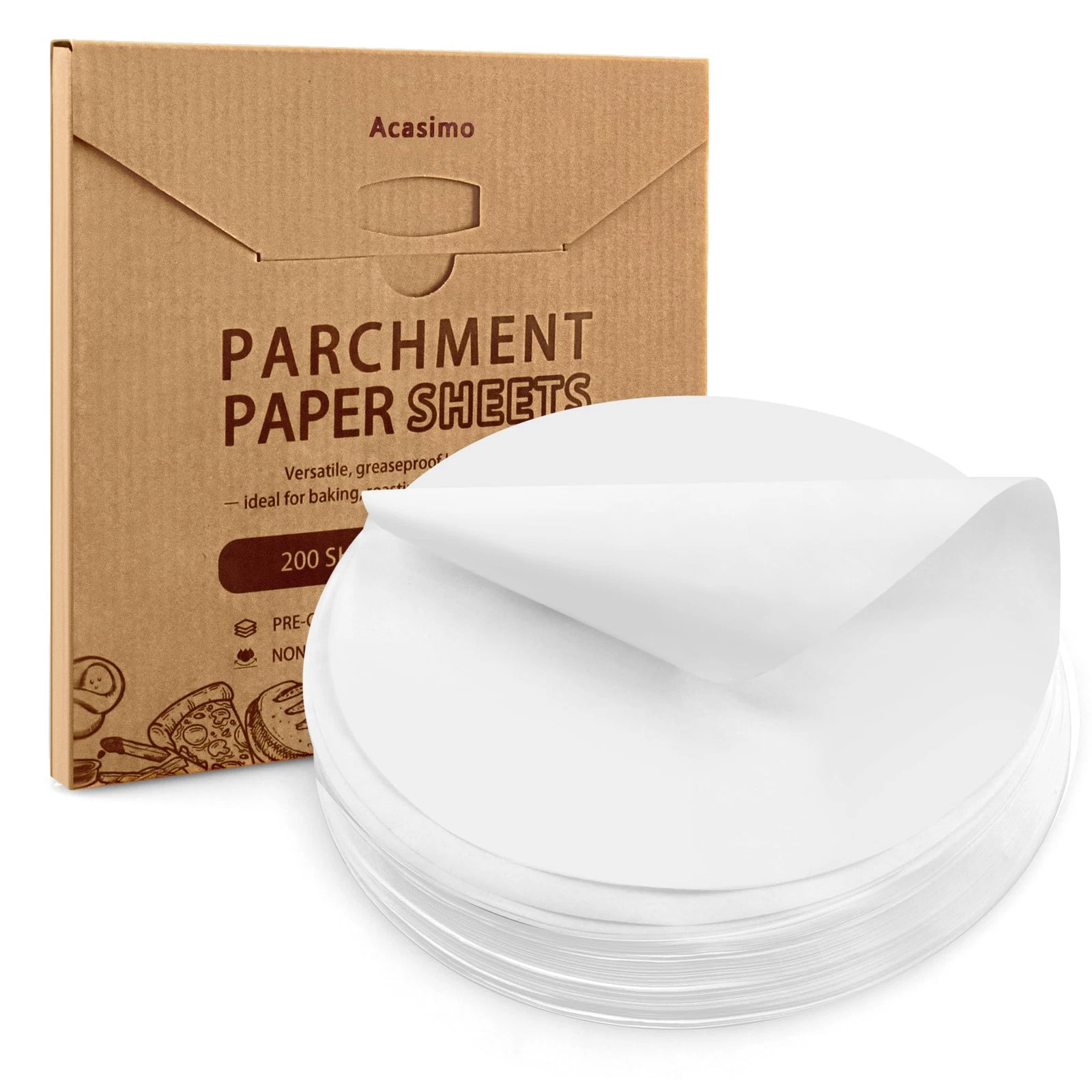 200 PCS 10 Inch Parchment Paper Rounds Baking Circles Patty Liners Tortilla