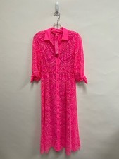 NWT LILLY PULITZER Size 00 Neon Pink Button Up Eyelet Ladies Dress
