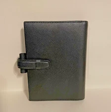 Filofax Black Italian Leather Saffiano Pocket Planner Snap Closure