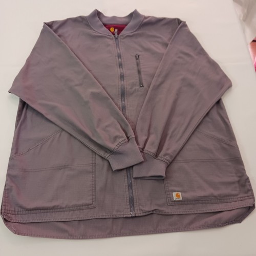 Carhartt Scrub Top Men's Large Gray Ripstop Jacket Zip-Up Chest Pocket - 第 1/19 張圖片