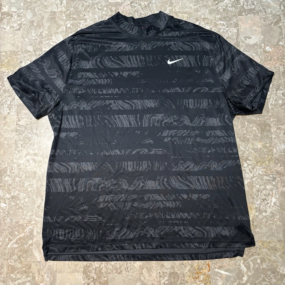 Camisa Nike Tiger Woods Para Hombres XL Negra Cuello Simulado Golf Dri Fit ADV DJ6842 Foto 2 de 4