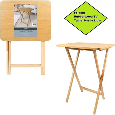 Folding Rubberwood TV Table Sturdy Light Durable 37 x 48.5 x 66cm Desk Snack - Image 1 of 4