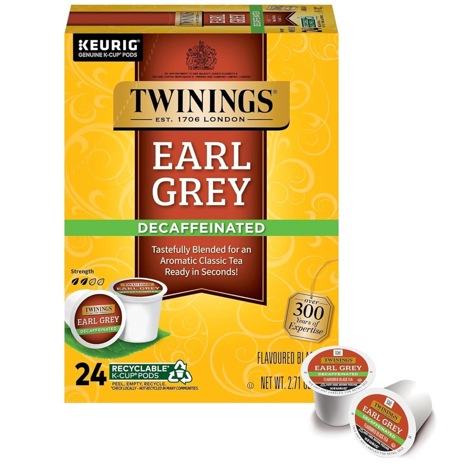 Чай Twinings Earl Grey без кофеина Keurig K-Cups, 24 порции