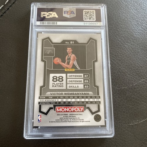2023 Panini Prizm Monopoly #81 VICTOR WEMBANYAMA Rookie RC PSA 9 MINT  - Picture 2 of 2