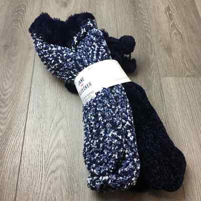 NWT Jane Bleecker Slipper Socks Super Soft Plushfill Lined Blue