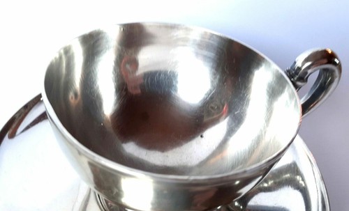 RARISSIMA TAZZINA DA CAFFÈ IN METALLO + PIATTINO F. BROGGI VINTAGE - Foto 4 di 7