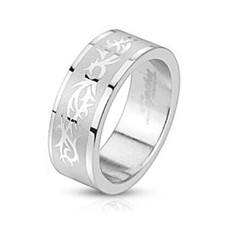 Men Women Pair Steel Tribal Pattern Engraving Convenient Relief Ring