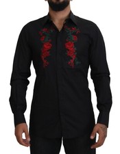 DOLCE & GABBANA Shirt GOLD Floral Embroidery Long Sleeves IT40/US15.75/M 4700usd