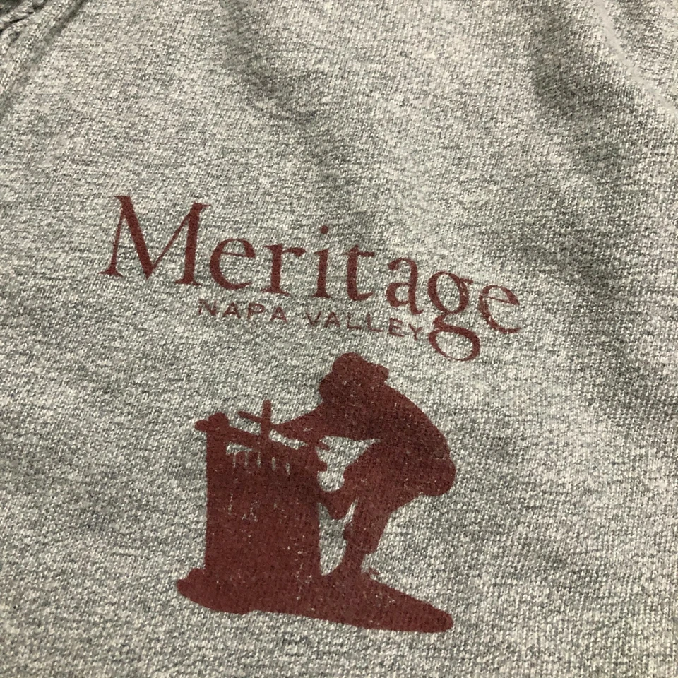 Meritage Napa Valley Mens LS Gray Henley light weight sweatshirt Sz XL Distress - Image 3 of 4