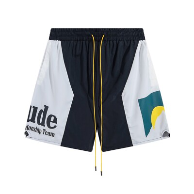 RHUDE Letter Embroidery Logo Men Leisure Drawstring Shorts Beach Pants SIZE:S-XL