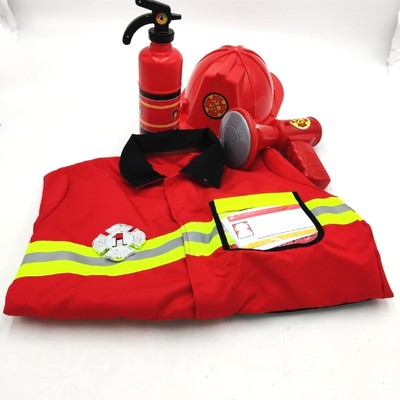 Melissa & Doug Feuerwehrkostüm 6-teilig Jacke Helm Abzeichen Feuerlöscher Megafo