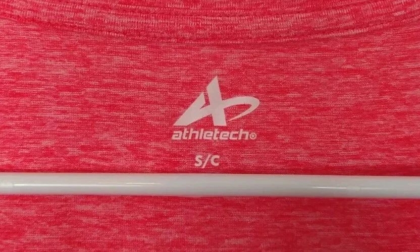 Camisa de entrenamiento para mujer Athletech manga corta rosa coral pequeña Foto 3 de 3